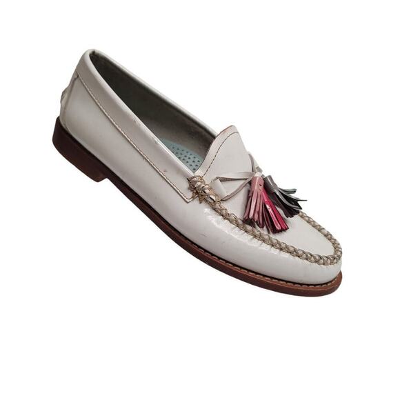 Bass Weejuns White Patent Leather Preppy Pastel Tassle Classic Loafers Size 6.5M - Picture 3 of 8